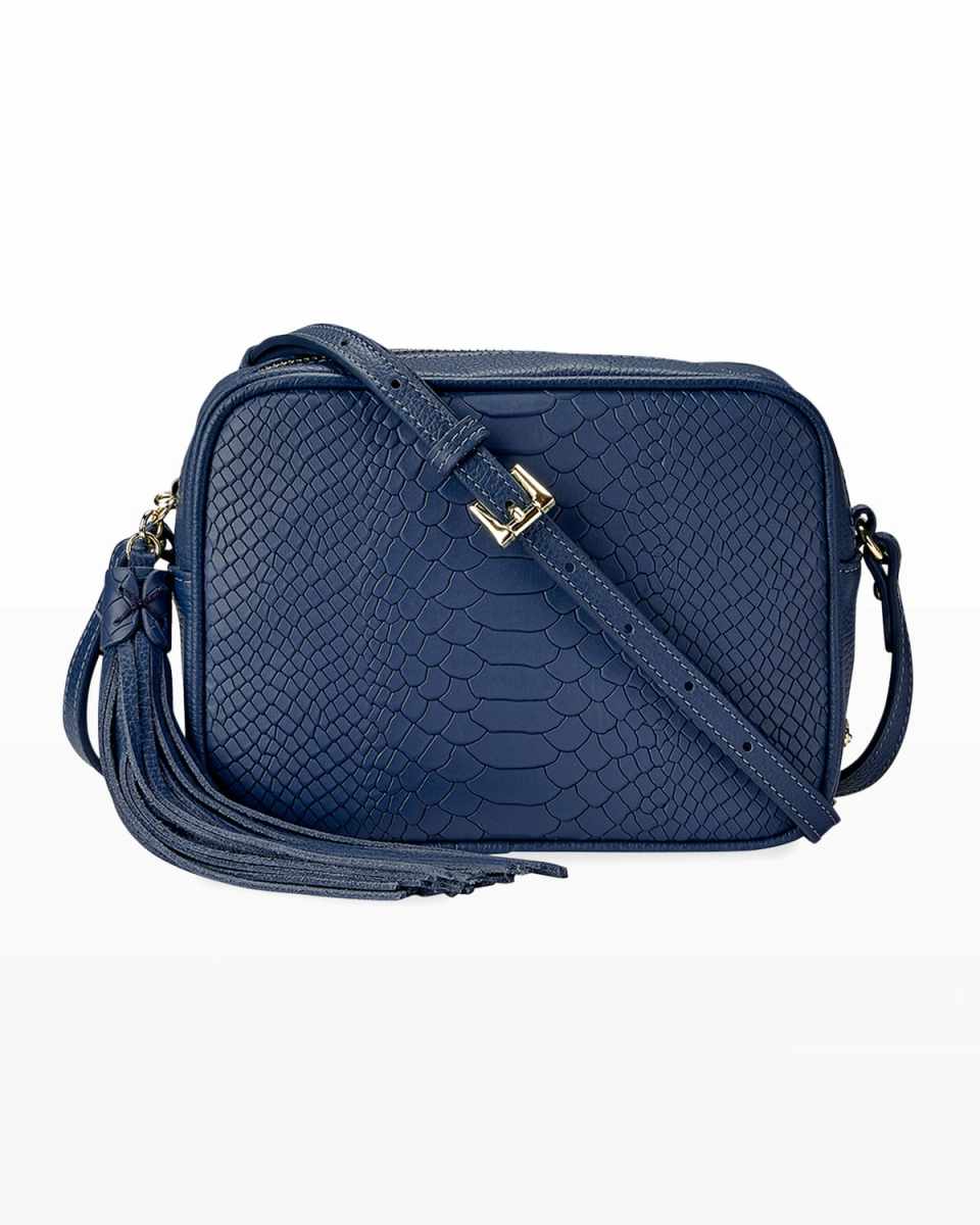 Madison Python-Embossed Leather Crossbody Bag